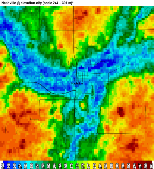 Nashville elevation map