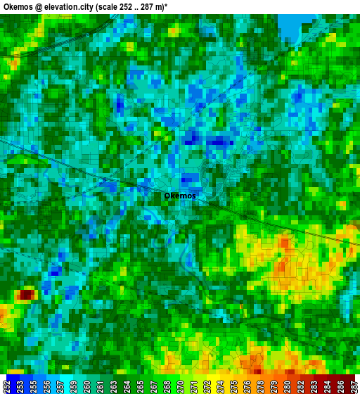 Okemos elevation map