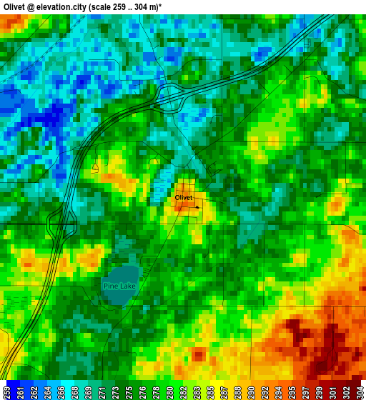 Olivet elevation map