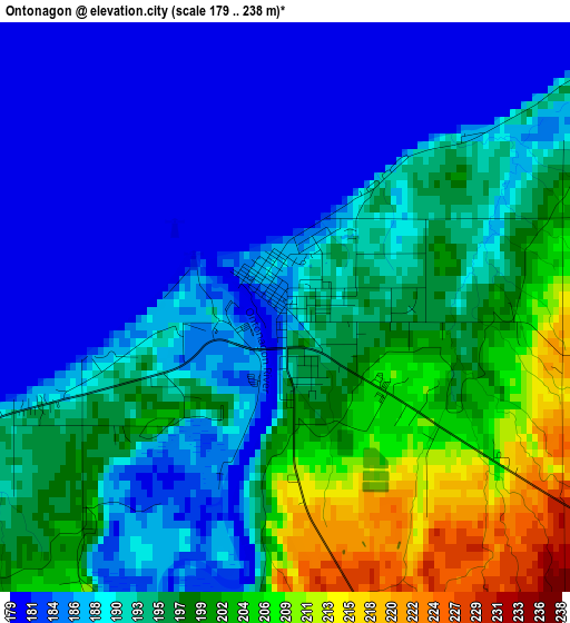 Ontonagon elevation map