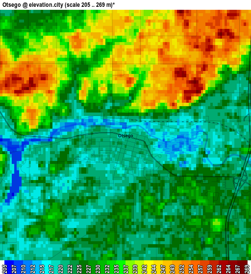 Otsego elevation map