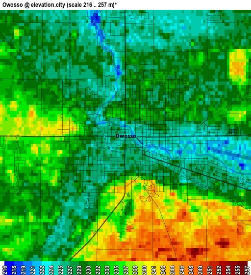 Owosso elevation map