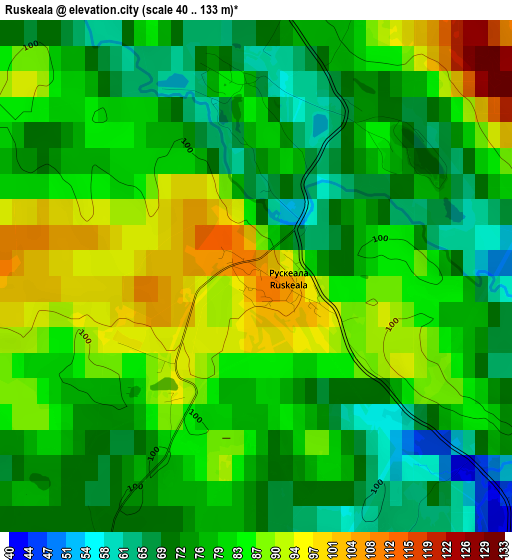 Ruskeala elevation map