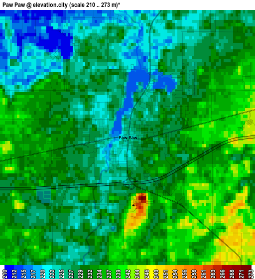 Paw Paw elevation map