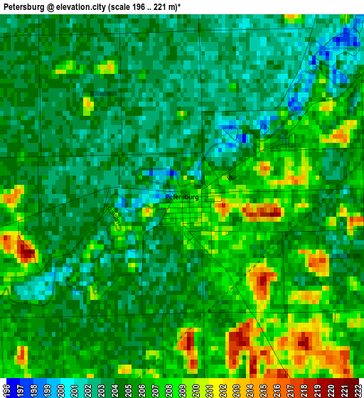Petersburg elevation map