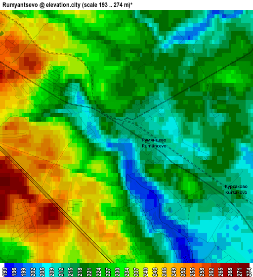 Rumyantsevo elevation map