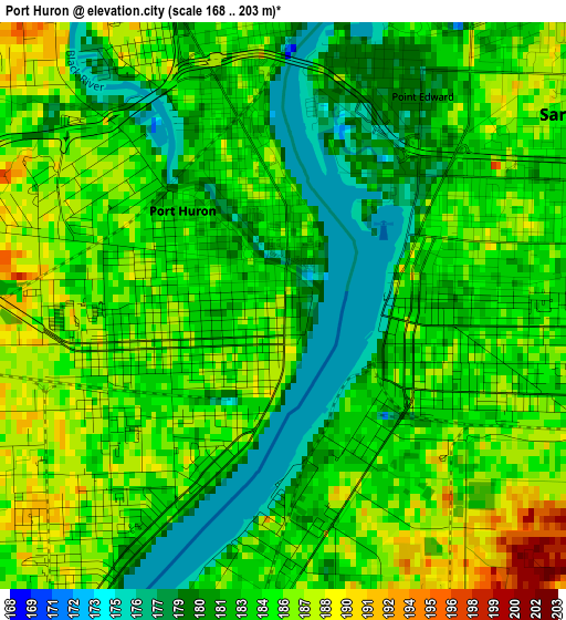 Port Huron elevation map