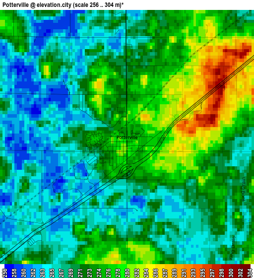 Potterville elevation map