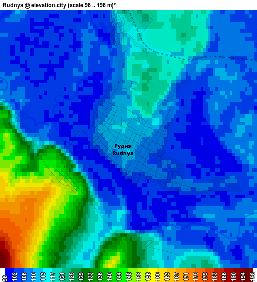 Rudnya elevation map