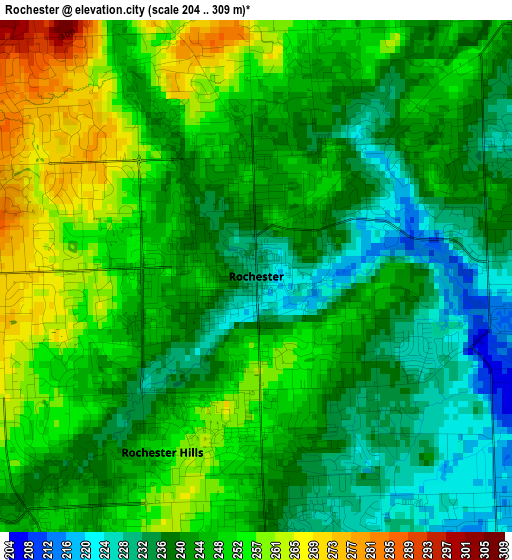 Rochester elevation map