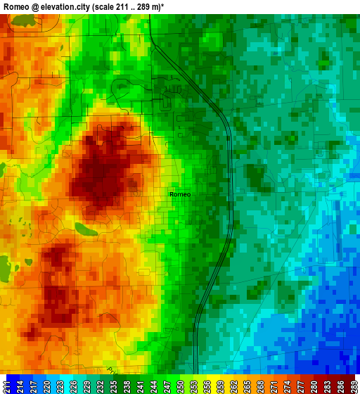 Romeo elevation map