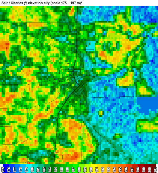 Saint Charles elevation map