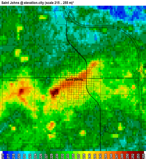 Saint Johns elevation map