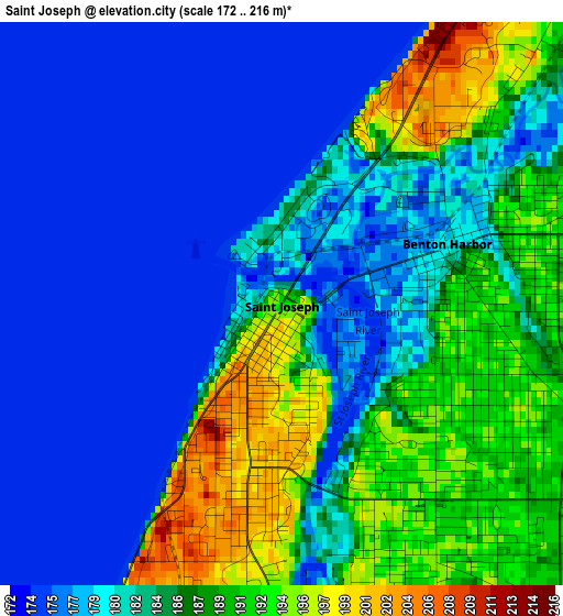 Saint Joseph elevation map