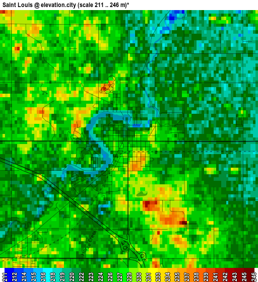 Saint Louis elevation map