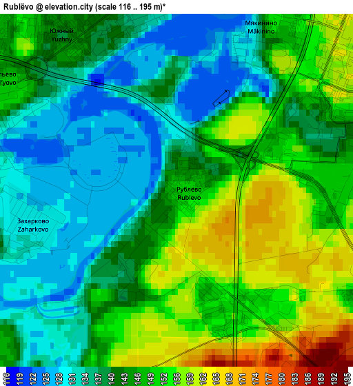 Rublëvo elevation map