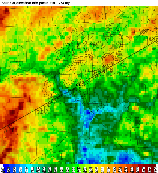 Saline elevation map