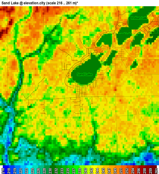 Sand Lake elevation map