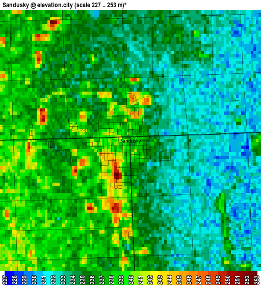 Sandusky elevation map