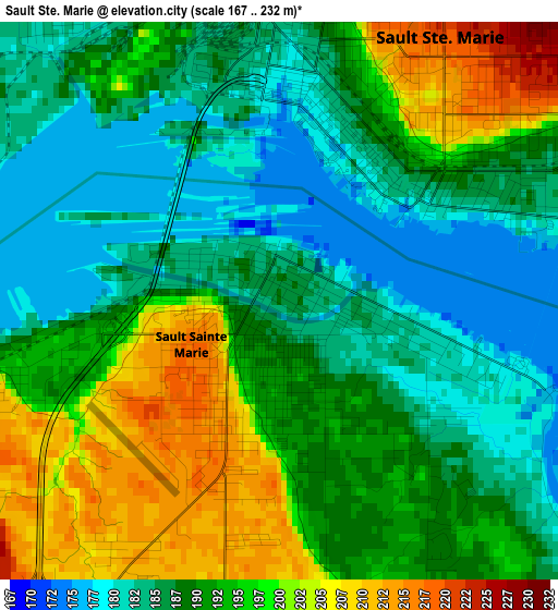 Sault Ste. Marie elevation map