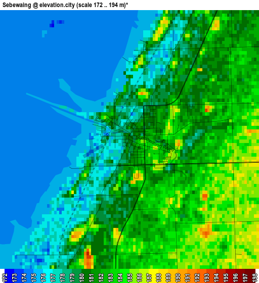 Sebewaing elevation map