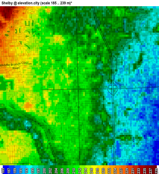 Shelby elevation map