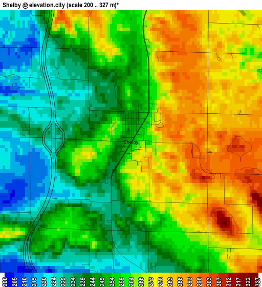 Shelby elevation map