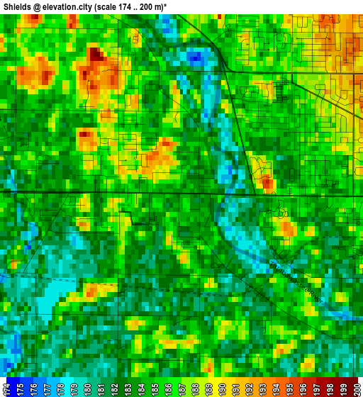 Shields elevation map