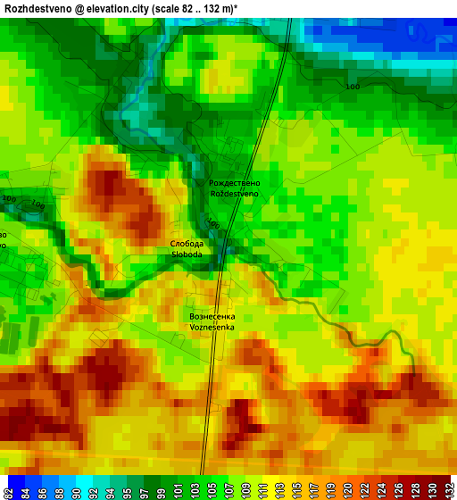 Rozhdestveno elevation map