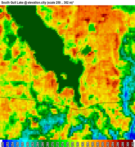 South Gull Lake elevation map