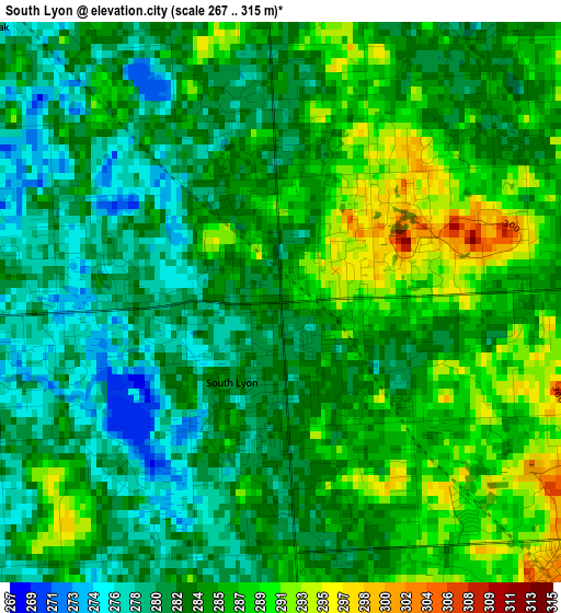 South Lyon elevation map