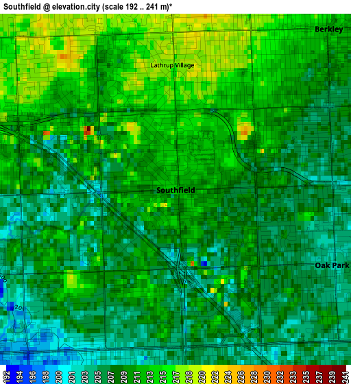 Southfield elevation map