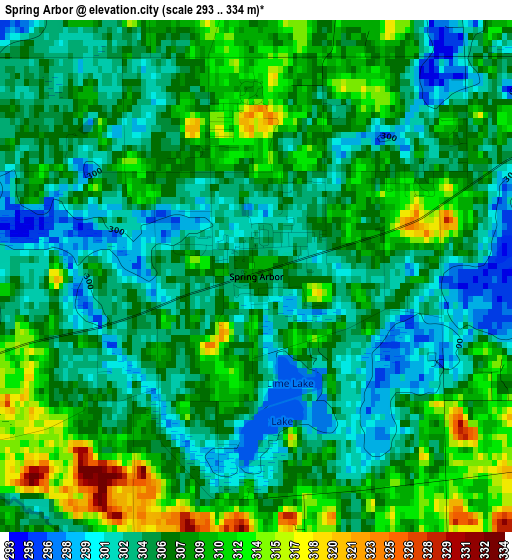 Spring Arbor elevation map