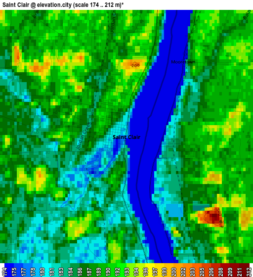 Saint Clair elevation map