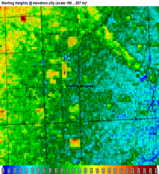 Sterling Heights elevation map