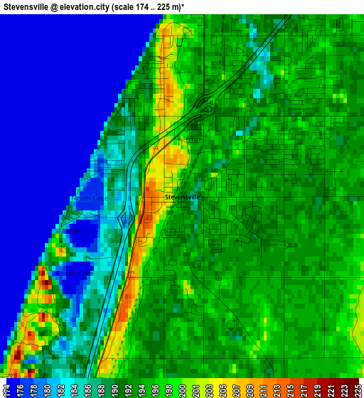 Stevensville elevation map