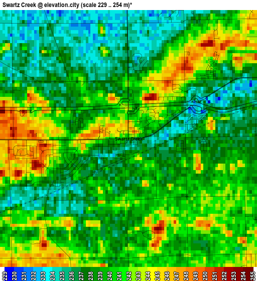 Swartz Creek elevation map