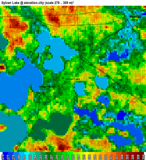 Sylvan Lake elevation map