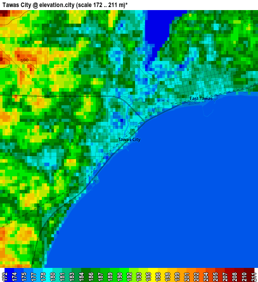 Tawas City elevation map