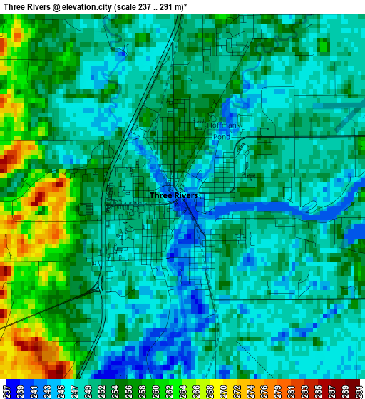 Three Rivers elevation map