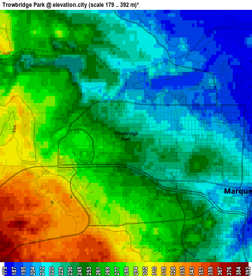 Trowbridge Park elevation map