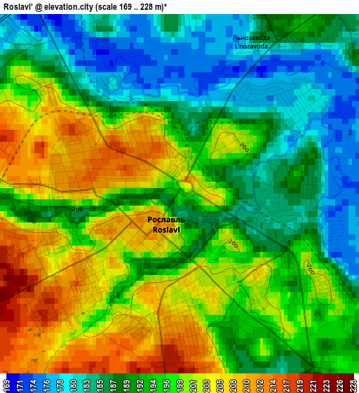 Roslavl’ elevation map