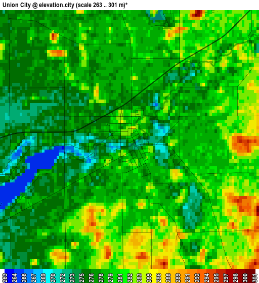 Union City elevation map