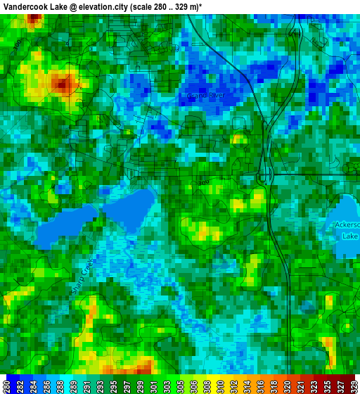 Vandercook Lake elevation map