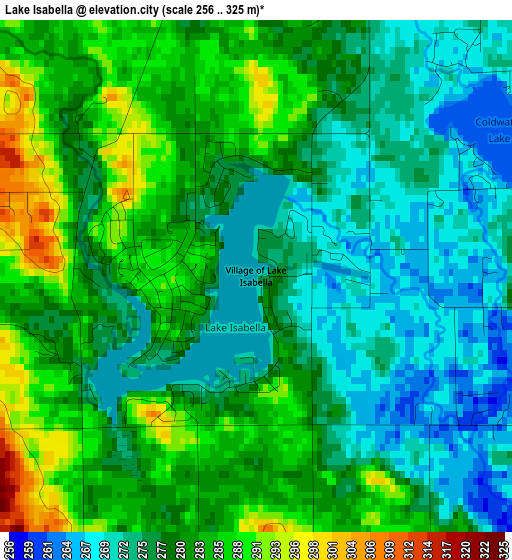 Lake Isabella elevation map