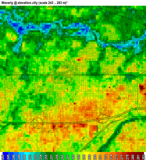 Waverly elevation map