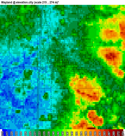 Wayland elevation map