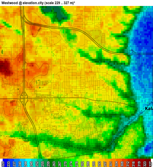 Westwood elevation map