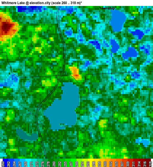 Whitmore Lake elevation map