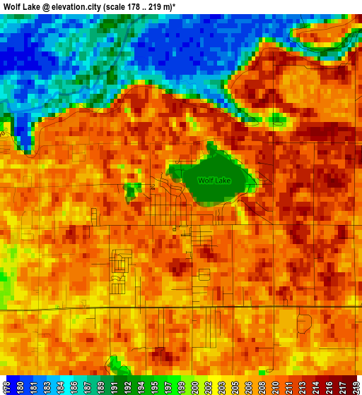 Wolf Lake elevation map